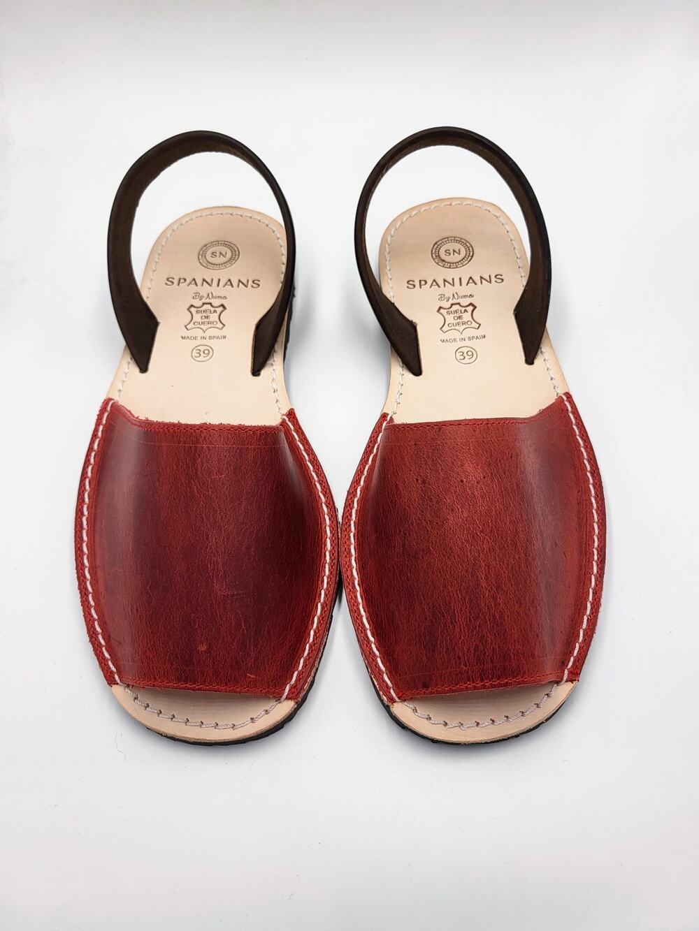Men's Leather Slide Sandals Red | Handmade in Spain